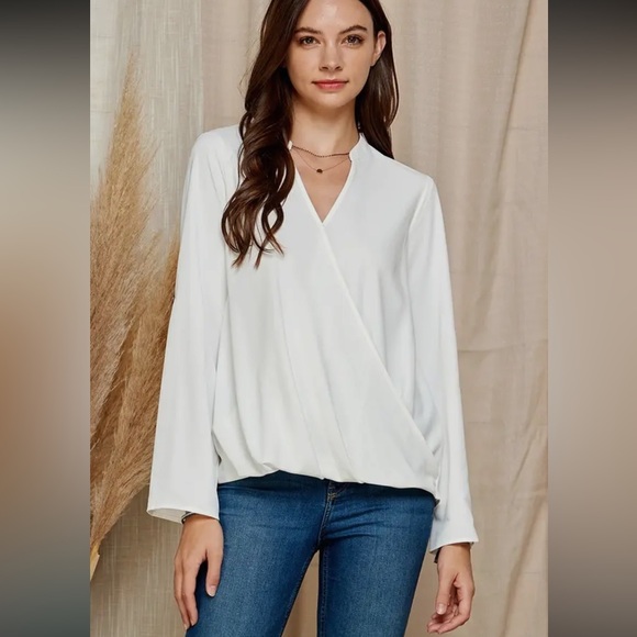 Boho Women Solid Wrap Crossover Blouse - Picture 1 of 4